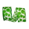The Ribbon Roll - T92590W-089-40H, Clover All Over 2 Wired Edge Ribbon, Iridescent, 2-1/2 Inch, 20 Yards