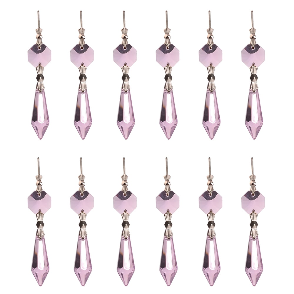 Glass Suncatcher Crystal Pendant, 12 Pcs Glass Icicles Drops Clear Hanging Ornaments for Indoor