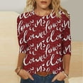 thumbnail image 2 of successthop Valentine Blouse Women Letter Trendy Plus Size Crewneck Streetwear Tops 3/4 Sleeve Festival Shirts Red XL, 2 of 5