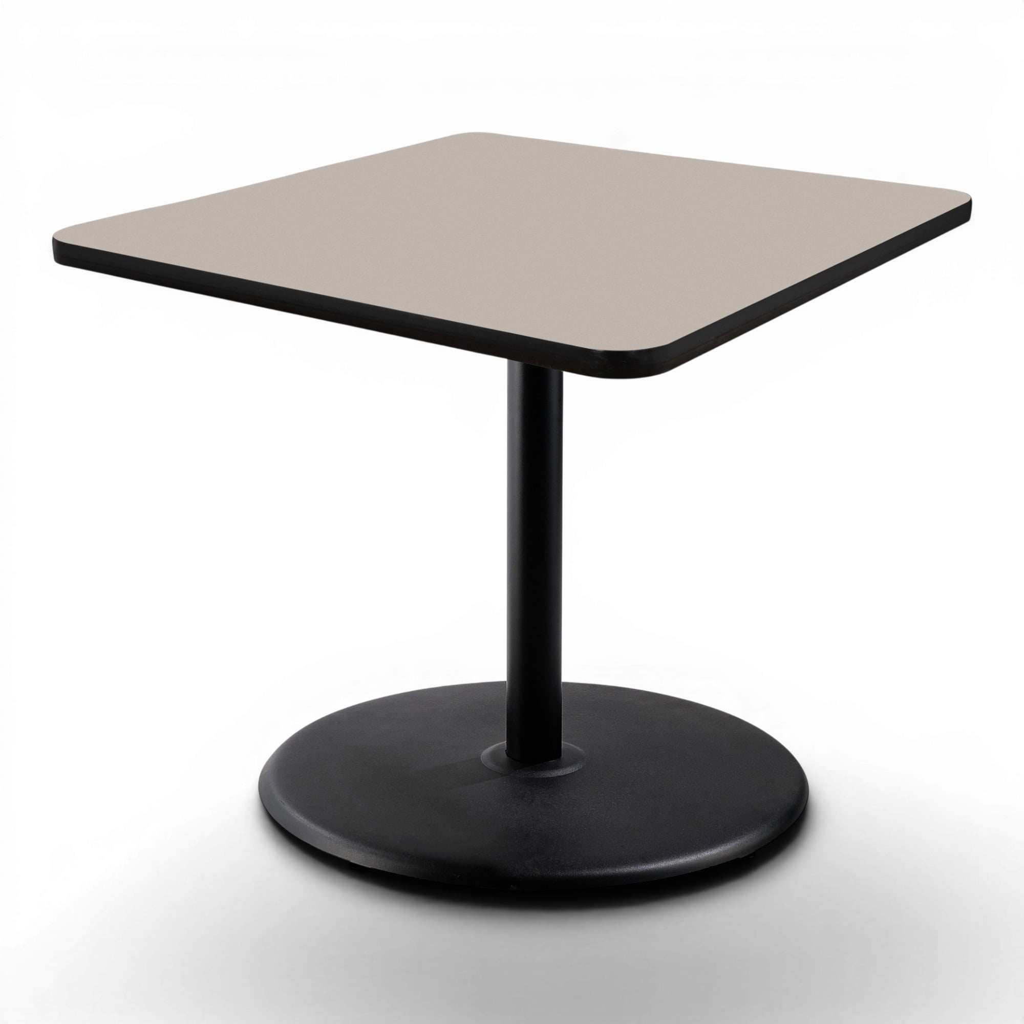 Hampden Furnishings Bennet Collection Steel Frame 36" Square Top, Round Base, 42" Height, Cafe Table, Black Frame/Grey Nebula Top