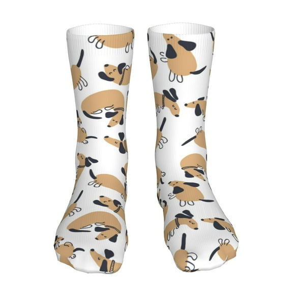 Uemuo Dachshund Dog Puppy for 16in Socks, Cotton Socks Sports Socks Knee High Socks Comfortable Socks For Men, Women