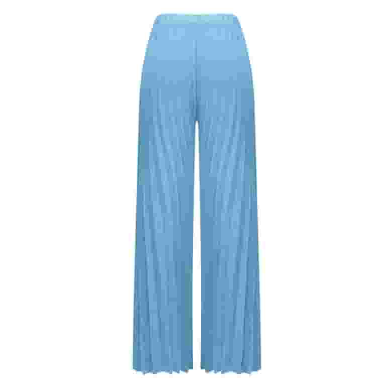 【SHALOM】24FW STRETCHING PLEATS PANTS BLUE Brnmxoke Womens Chiffon Palazzo Pants Casual Loose Pleated