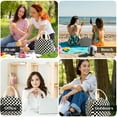 thumbnail image 3 of XXXFLOWER Lunch Box for Women Men Large Insulated Lunch Tote Bag Cute Cooler Bag with Pockets (Corduroy Black Check), 3 of 7