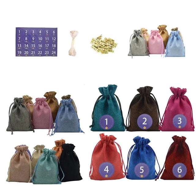 Calendario de Adviento de Navidad de 24 piezas, bolsa de regalo DIY, cuenta atrás de Año Nuevo 2022, regalos de Navidad, regalos de Navidad Natal, venta al por mayor