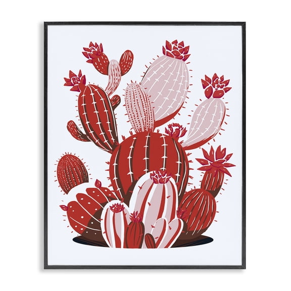 Stupell Industries Contemporary Modern Red Cacti Black Framed Giclee Art, 11 x 14, by Ziwei Li