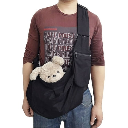 Canvas Pet Dog Backpack for Small Dog Adjustable Messenger Bag Cat Dog Carrier Cross Body Bags Comfortable Tote Pet Carrying (black)