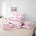 thumbnail image 6 of jejeloiu Girls Personalized Monogram K 7 Pieces Bedding Comforter Set For Kids Gifts,Pink Lovely Bow Cherry Full Bedding Set,Pink Reversible, 6 of 7