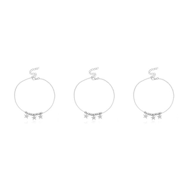 Minnieouse Tobilleras con cuentas en forma de estrella de oro y plata con diamantes de imitación Estilo simple Regalos para el día de San Valentín Type1 NO1 Minnieouse CBP253046