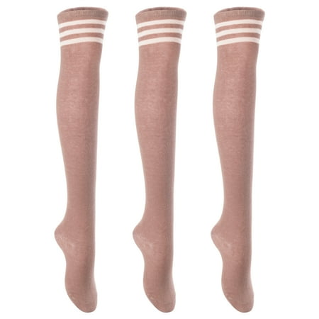 

3 Pairs Awesome Women Thigh High Cotton Boot Socks. Durable Knee High Socks Perfect As Winter & Spring Socks Size 6-9 T1022 3p04 (Khaki)