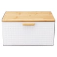 thumbnail image 1 of Caja de pan de madera natural vintage resistente de gran capacidad contenedor de almacenamiento de pan para encimera de cocina blanco, 1 of 14