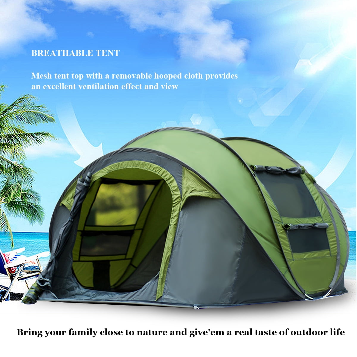 3-4 Person Automatic Family Tent Instant Pop Up 