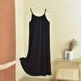 thumbnail image 2 of Women's Solid Color Crew Neck Spaghetti Strap Mini Nightgown, Loose Sleeveless Casual Home Sleep Slip Dress Black XXL(XXL), 2 of 8