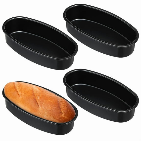 4 Packs Oval Cheesecake Pan 9x4.5x2 Inches Nonstick Baking Loaf Pan Meat Bakeware Large Cake Mold for Baking Cake