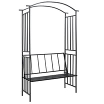 Casafoyer Garden Arch with Bench Black 50.4"x19.7"x81.5" Iron