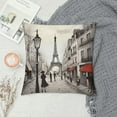 thumbnail image 2 of COMIO  Paris Throw Pillow Cover  Eiffel Tower Old French Street Pedestrians Stores Trees Rectangle Pillow Cases Home Decorative  Cushion Cover for Bed Sofa Gray White, 2 of 5