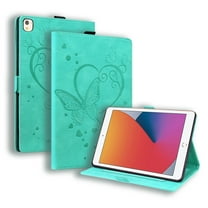 Dteck Case For iPad 10.2" 9th/8th/7th Generation,Smart Magnetic Leather Butterfly Pattern Card Holder Wallet Hybrid Rubber Kickstand Case Cover for iPad 10.2-inch 2021/2020/2019,Green