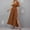 Gold, variant on Women's Summer Casual V Neck Flowy Swing Dress Short Sleeve Ruched A Line Flare Party Evening Maxi Dresses