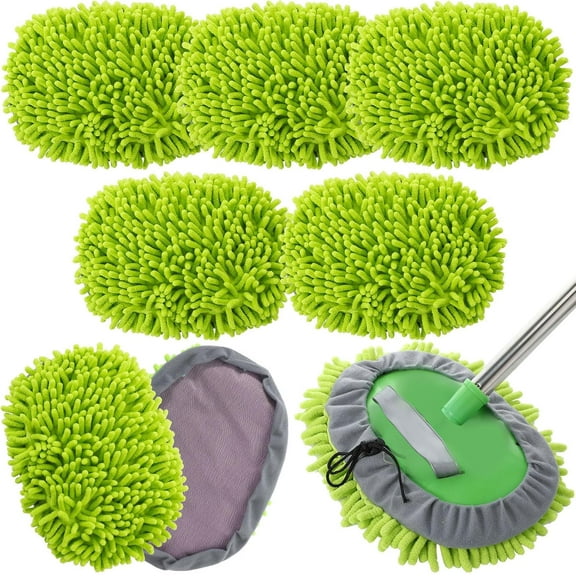 5 Pcs Car Wash Mitt Kit, Car Clean Brush Not Included, Microfiber Mitt Clean Detail Cleaning Tools Truck Washing Kit Chenille Scratch Free Replacement Kit for Auto RV Pickup Bus