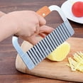 thumbnail image 2 of Cuchillo para freír ondulado con hoja de acero inoxidable y mango de madera para cortar verduras, frutas y gofres, 2 piezas Sailing Electrónica, 2 of 5