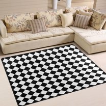 Yayeee Area Rugs for Living Room 6.7'x4.8' Non Slip Washable Bedroom Floor Carpet, Black and White Geometric