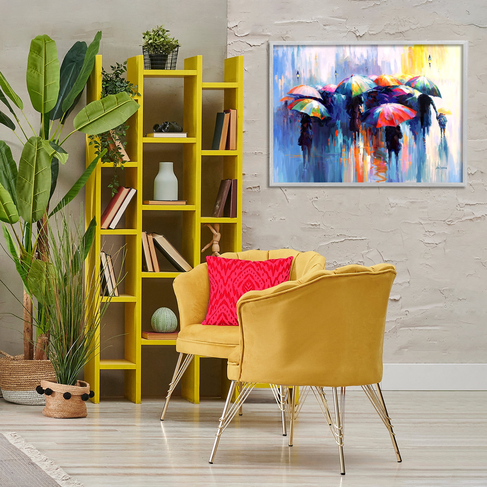 Stupell Industries Memories Beneath Rain Novelty Painting Gray Framed Art Print Wall Art, 30 x 20