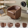 thumbnail image 5 of UBesGoo Swivel Accent Chair with High Resilience, PU Single Lounge Chair, Upholstered Club Armchair for Office Living Room, Brown, 5 of 8