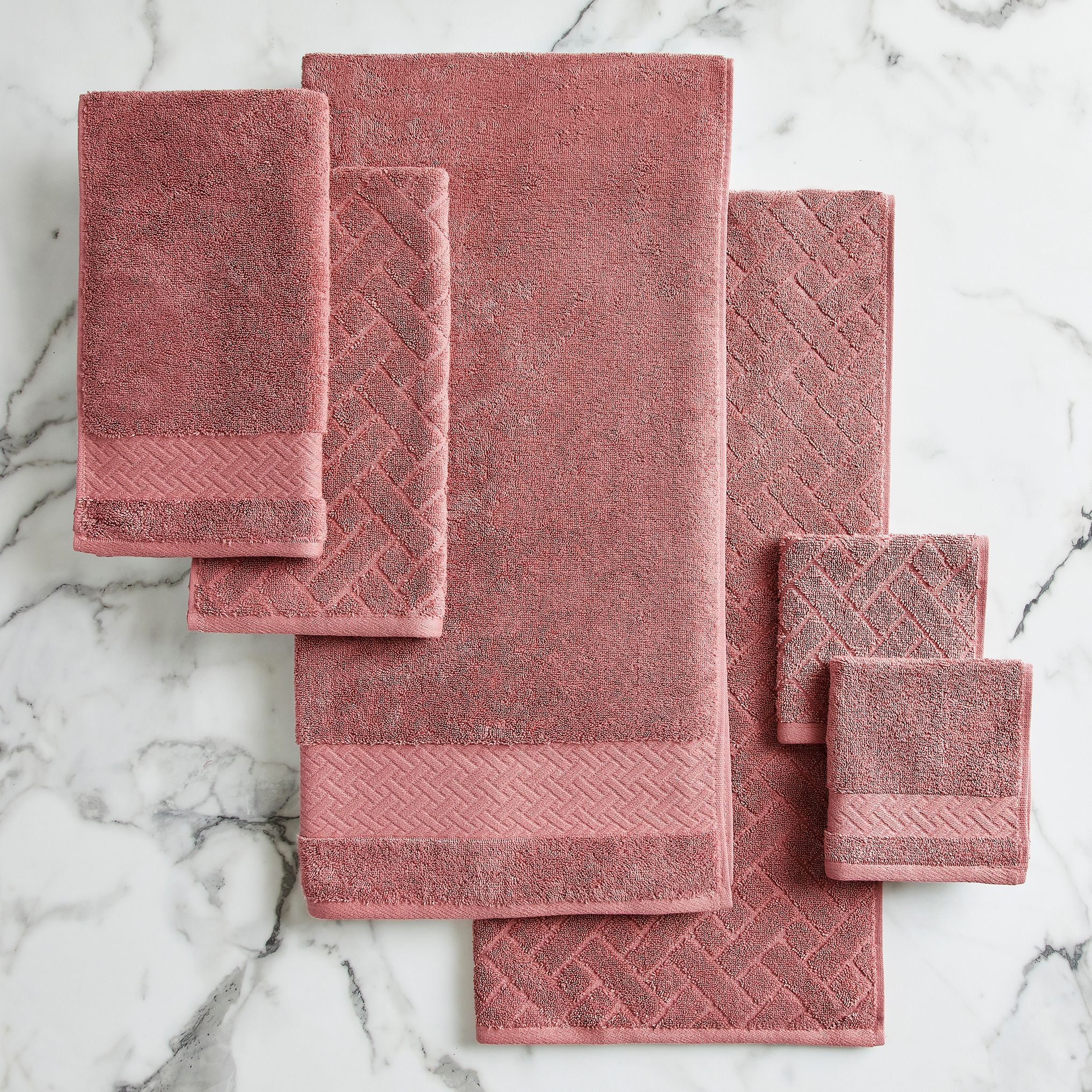 Better Homes & Gardens Wicker Jacquard 6 Piece Bath Towel Set, Ash Rose - image 2 of 4