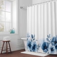 thumbnail image 5 of Blue Flowers Plant Fabric Shower Curtain Watercolors Floral Washable Shower Curtains for Bathroom, Waterproof Bath Curtain with Hooks Home Decor 72x72in, 5 of 8