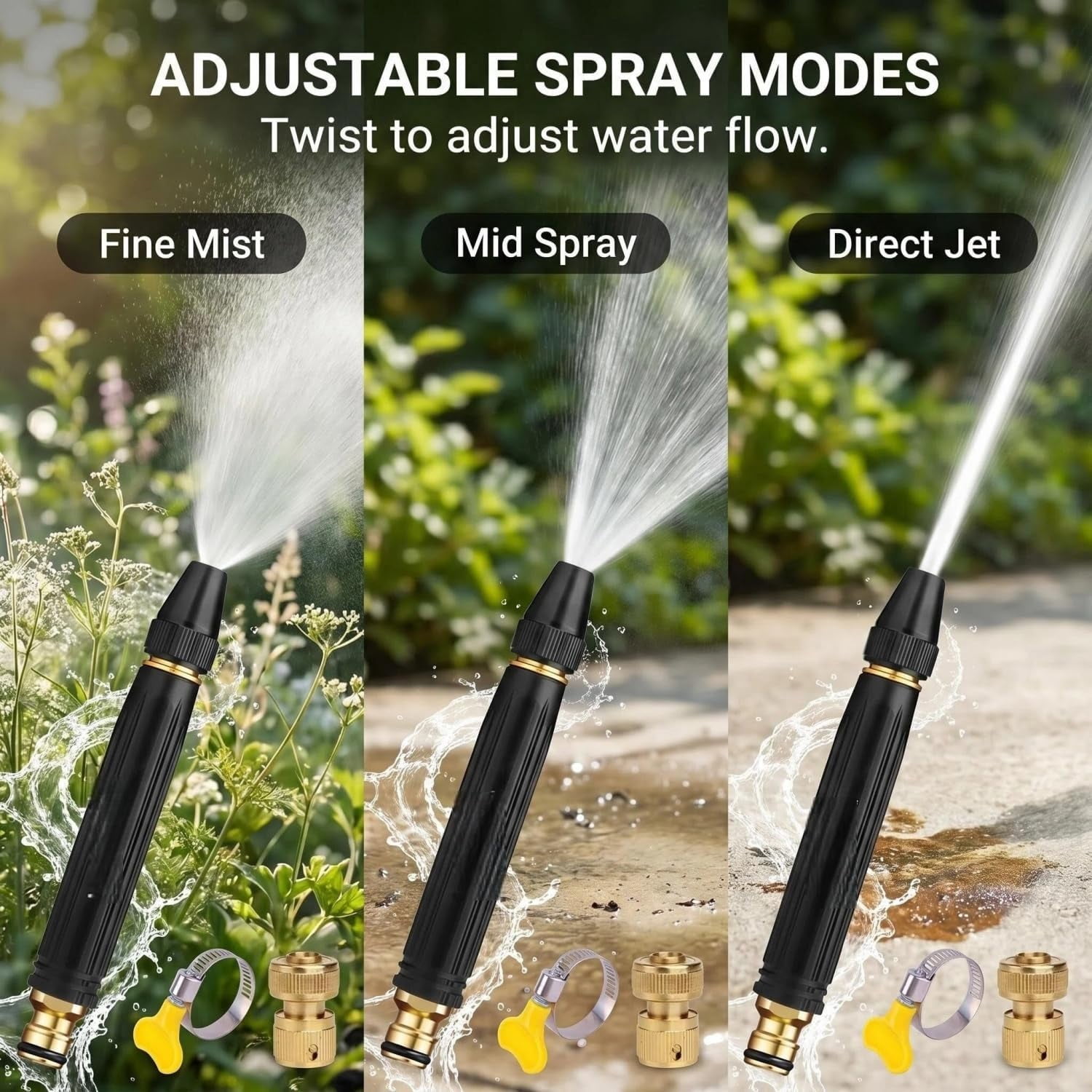 Powerful High-Pressure Water Gun for Car Cleaning - 2026 Upgrade Water Pressure Gun - with Booster Nozzle - Car Wash Water Gun Garden Hose Sprayer - for Watering Plants and Vegetables (Set of 4)