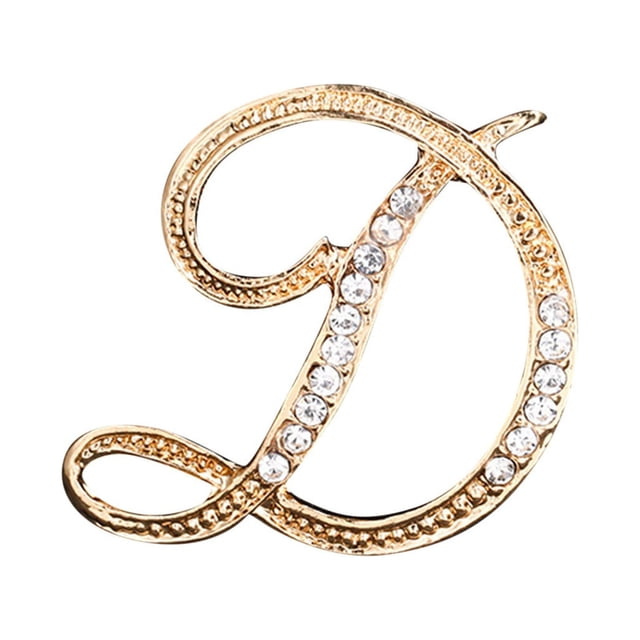 Broche Mode Élégante 26 Initiales Strass pour Femmes Broche Dorée pour Femmes Alphabet Z 26 Initiale Broche pour Adolescentes Bijoux Veste Épingle Chaîne Broche Mode Perles et