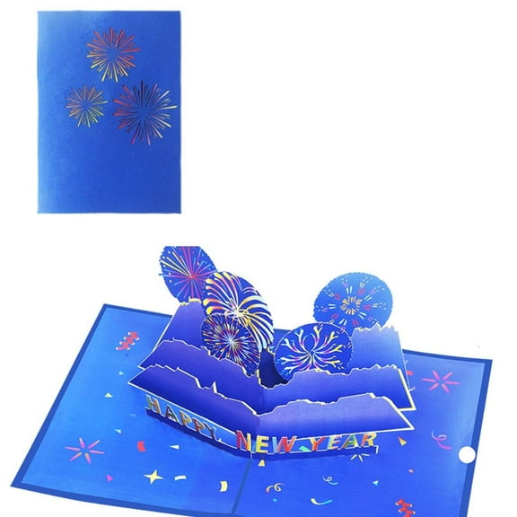 Tizuqe 3D Popping Up Card Happy New Year Greeting Card with Colorful Designs for New Year