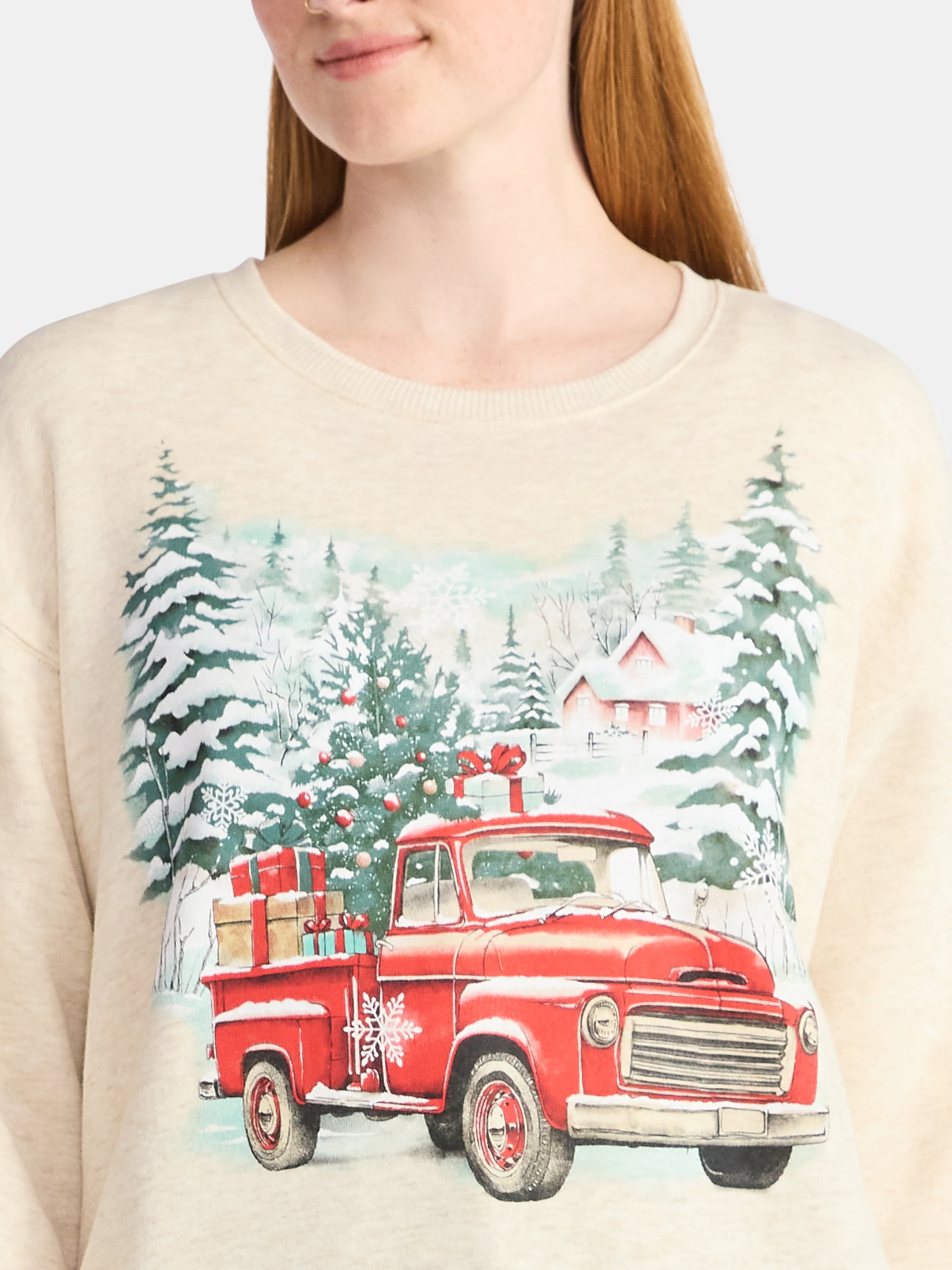 Women's Christmas Winter Cabin Graphic Fleece from Holiday Time, Sizes S-XXXL