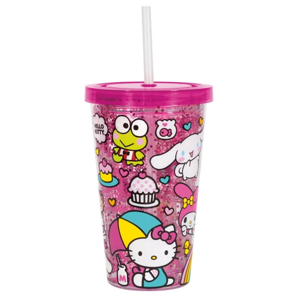 Hello Kitty 16oz Double Wall Plastic Tumbler with Straw