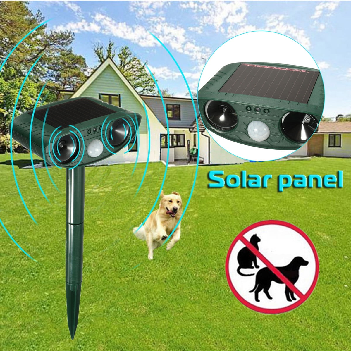 Cats Ultrasonic Dog Chaser,Orange Animal Deterrent with Motion Sensor and Flashing Lights Outdoor Solar Farm Garden Yard Repellent,Dogs 