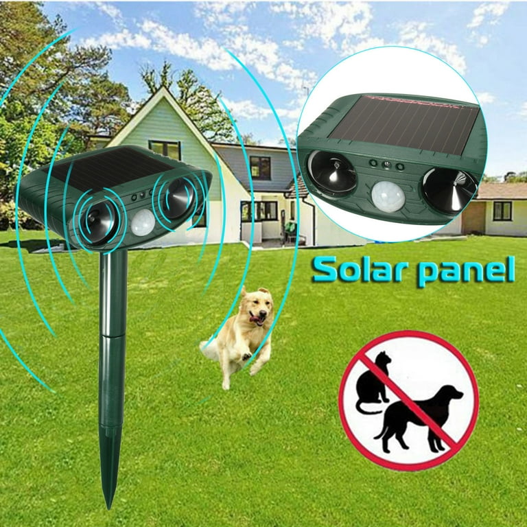 Solar Powered Motion Activated Pest and Animal Repeller Dual Ultrasonic PIR Sensor Cat Dog Deterrent Garden Yard Outdoor