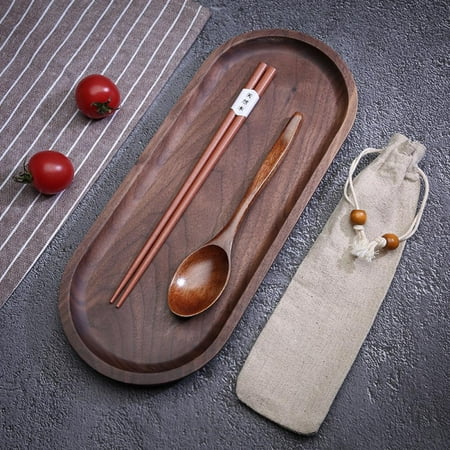 

Topumt 2/3 Pcs Portable Wooden Eating Flatware Utensil Set Reusable Wooden Cutlery Set Outdoor Travel Office