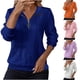 thumbnail image 1 of Top de encaje,Suéter de manga larga con media cremallera para mujer, top corto holgado, camisa informal de poliéster, color liso para uso diario, sopatenor, 1 of 8