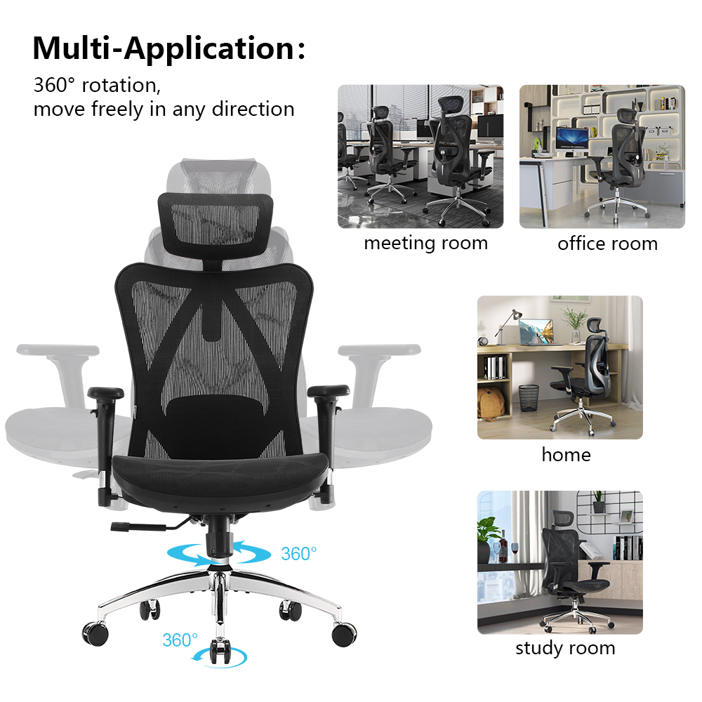 Sihoo M57 Ergonomic High-Back Mesh Office Chair, Black photo 6
