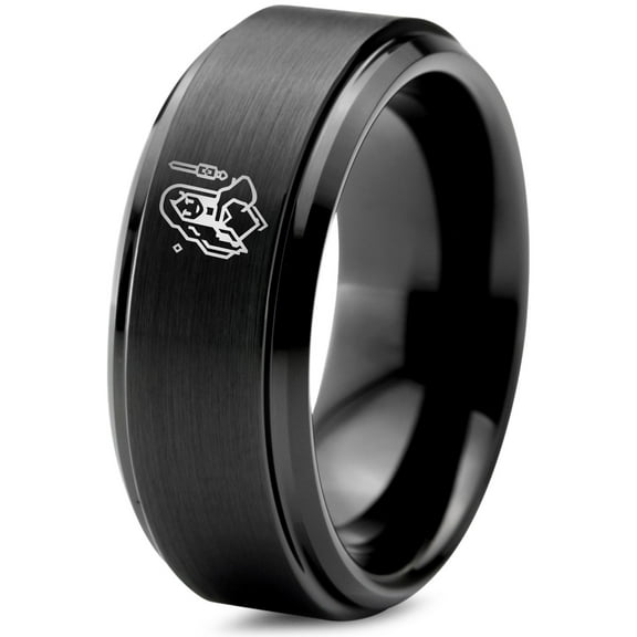 Tungsten Ring Gifts for Dad Black Embellished Gamer Mens Colorful Uncle 25th Birthday Cute