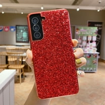 Cowithday for Samsung Galaxy S21 5G Phone Case, Glitter Sparkle Bling Shiny Diamond Slim Shockproof Soft TPU Silicone Anti-Slip Protective Case Cover for Women Girls for Samsung S21 Phone, Red