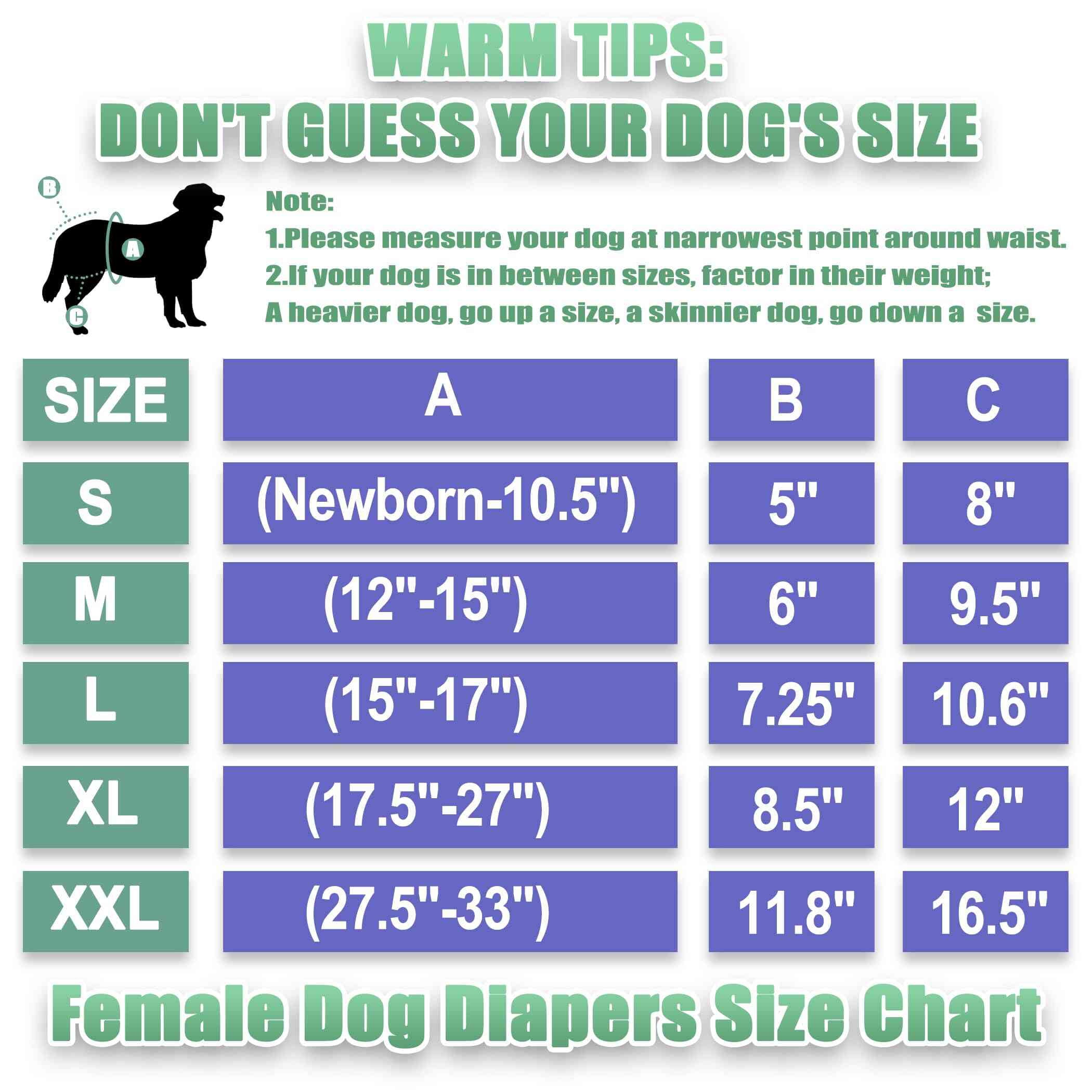 Wegreeco Pack of 3 Reusable Dog Diapers Female, Washable Premium Female Doggie Diapers, Super-Absorbent Dog Wraps, XL, Colourful