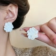 thumbnail image 6 of Fashion Jewelry White Flower Earrings Women's Summer New Trendy Niches Earrings 2025 French Earrings, 6 of 7
