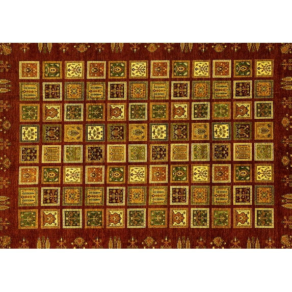 Ahgly Company Indoor Rectangle Abstract Yellow Modern Area Rugs, 5' x 8'