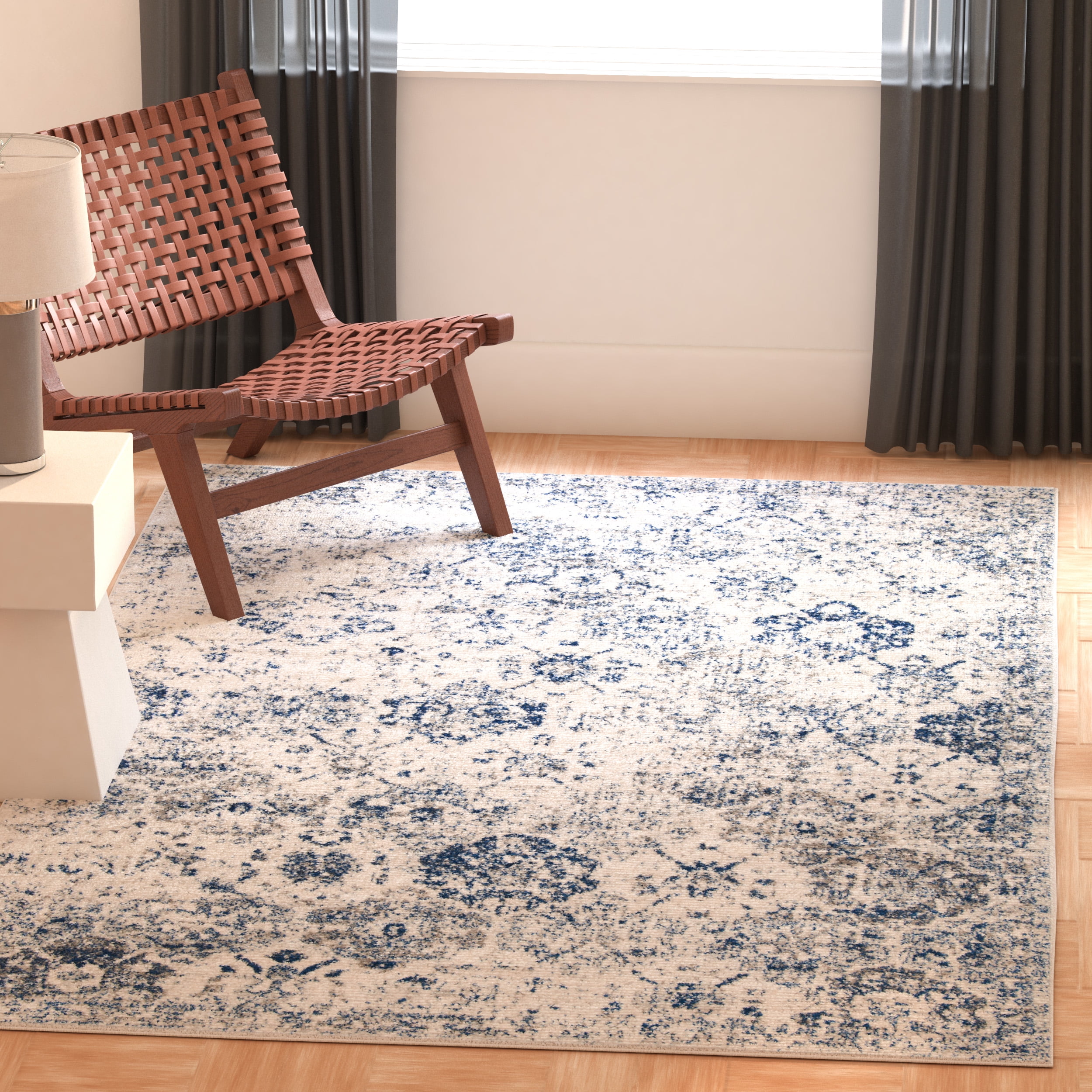 SAFAVIEH Area Rug 9x12 - Madison Collection - Large - Transitional Modern Design, White & Royal Blue, Non-Shedding & Easy Cleaning, Ideal for Living Room, Bedroom, Dining Space (MAD611C)