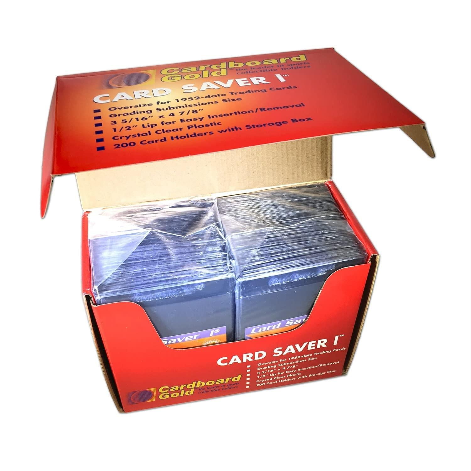 200 Card Saver 1 AND 200 SLEEVES Cardboard Gold 2-50 Ct Holders 100 Sleeves 