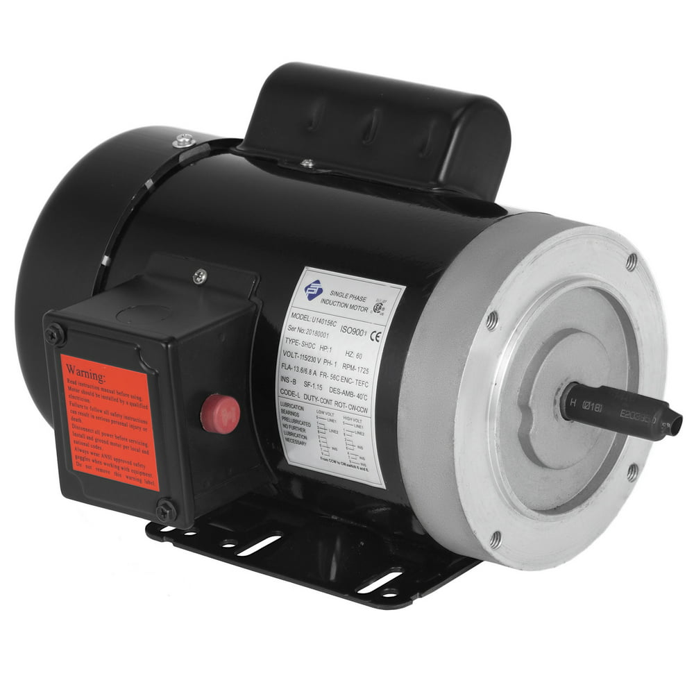 Vevor 1 Hp Electric Motor 1725rpm 56c Frame Single Phase Industry Ac