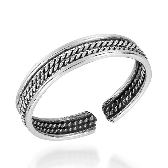 Double Twist Rope Balinese Sterling Silver Toe Ring or Pinky Ring