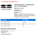 thumbnail image 2 of Front Brake Pad Set - Compatible with 2012 - 2019 Ford Taurus 2013 2014 2015 2016 2017 2018, 2 of 2