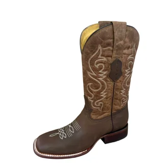 El General Ostrich Print Western Cowboy Boots Size 8 Tan Leather Embroidered Men main image 4