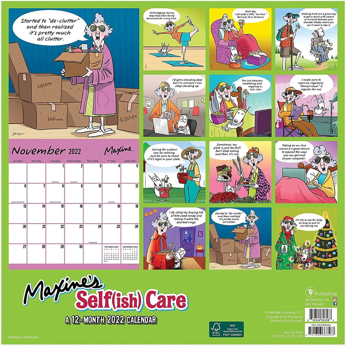 2022 - 2023 Maxine Monthly Wall Calendar, 16 Month Large Grid, Selfish Care Comic Drawings Theme, 12 X 12 In - Walmart.com